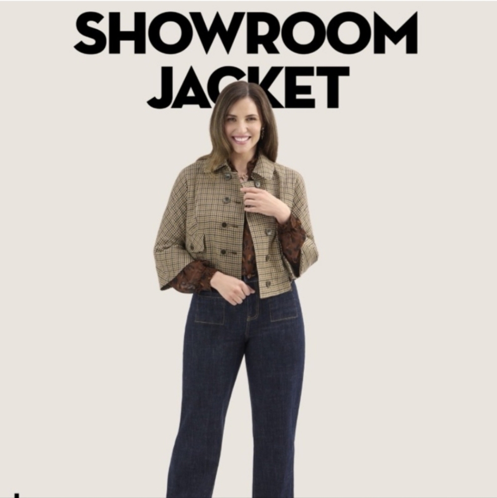 Cabi Showroom Jacket 4678 Houndstooth Brown Large new nwt - Picture 2 of 12